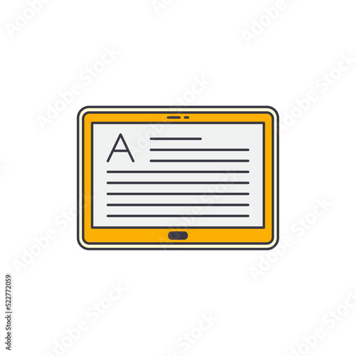 digital ebook reader icon in color, isolated on white background 