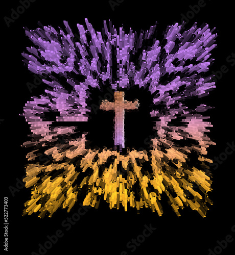 A Chrisitian cross is seen in a 3-d illustration. photo