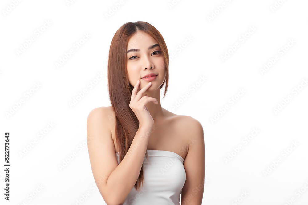Beautiful young asian woman with clean fresh skin on white background, Face care, Facial treatment, Cosmetology, beauty and spa, Asian women portrait. Beautiful young asian woman with clean fresh skin on white background, Face care, Facial treatment, Cosmetology, beauty and spa, Asian women portrait.