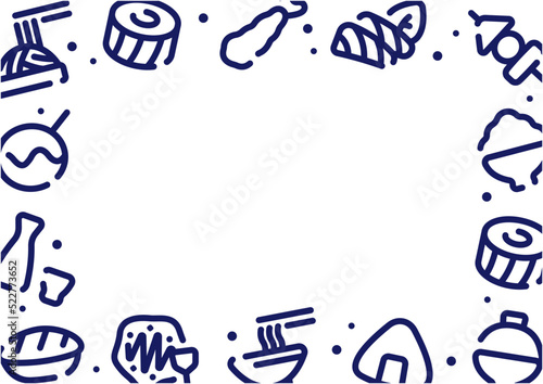Japanese food pattern background for graphic design.A-size horizontal frame.