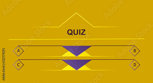 Vector layout of the quiz question with choice of text menu. Gradient template of intellectual competition, game menu, TV show, quiz questions, quiz with choice of answer screen within the framework