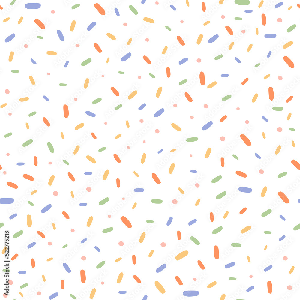 Colorful cake sprinkles seamless pattern with white background. Colorful cake sprinkles seamless pattern with white background.