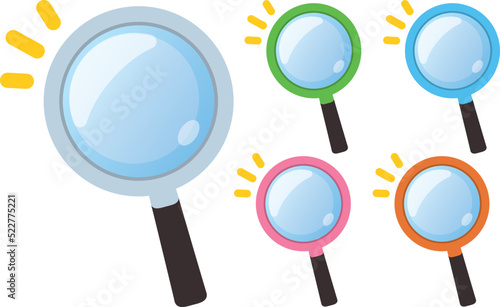 虫眼鏡のイラスト　色のバリエーション