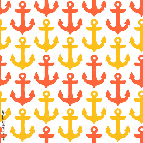 Seamless pattern with orange and yellow anchors.
