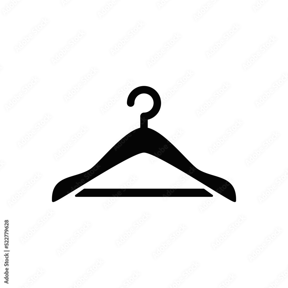 hanger icon in black flat glyph, filled style isolated on white background