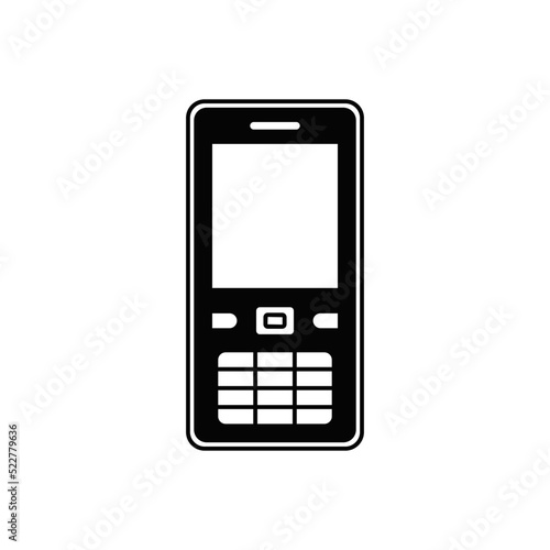 mobile phone icon in black flat glyph, filled style isolated on white background