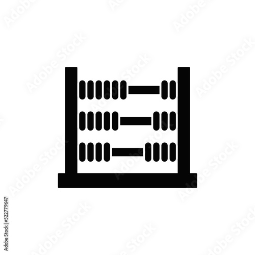 Abacus, calculator icon in black flat glyph, filled style isolated on white background
