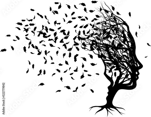 Optical Illusion Mother Woman and Child Tree Faces