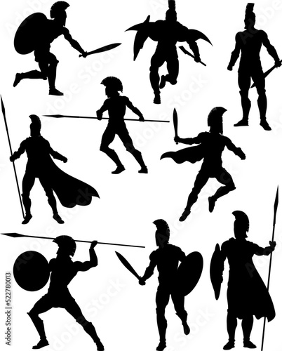 Spartan Silhouette Gladiator Trojan Warrior Set
