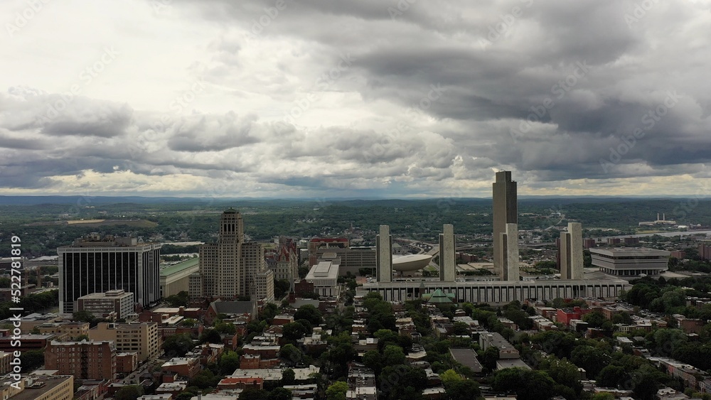 Fototapeta premium Scenic city skyline Albany New York office buildings neighborhoods parks