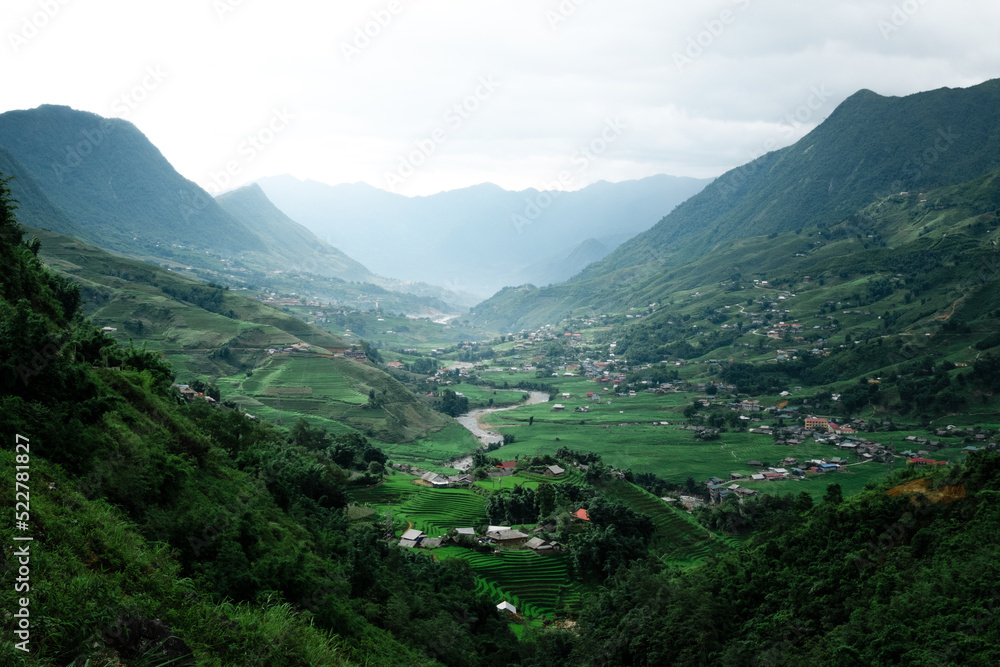 view of sapa valley, vietnam