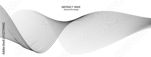 Abstract wavy gray stream element for design on a white background isolated. It used for Web, Desktop background, Wallpaper, Business banner, poster. Wave with lines created using blend tool.