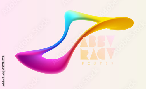 Liquid 3D geometric shapes. Colorful spiral line. Abstract vector design element