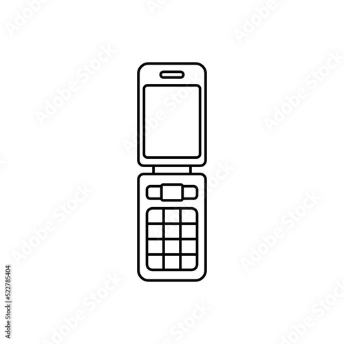  flip mobile phone icon in line style icon, isolated on white background