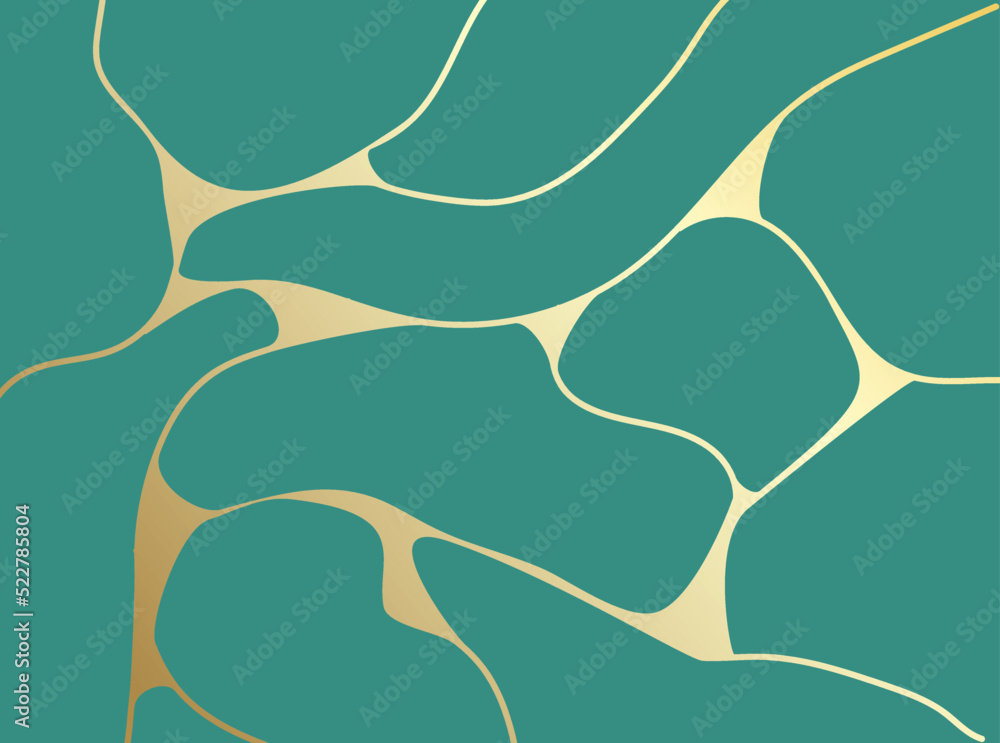 golden vector patterns of kintsugi. The Japanese art of repairing broken pottery. Kintsugi Restoration Golden Material