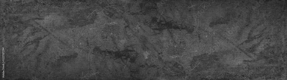 Fototapeta premium Gray black anthracite grunge scratched cement concrete wall texture background banner panorama pattern
