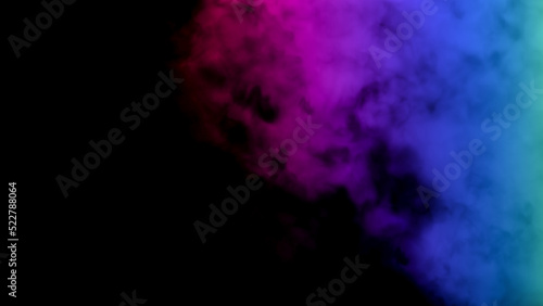 Abstract glowing background with bright colorful smoke illuminated by multicolored neon light  mystic steam  design template  smoky pattern.