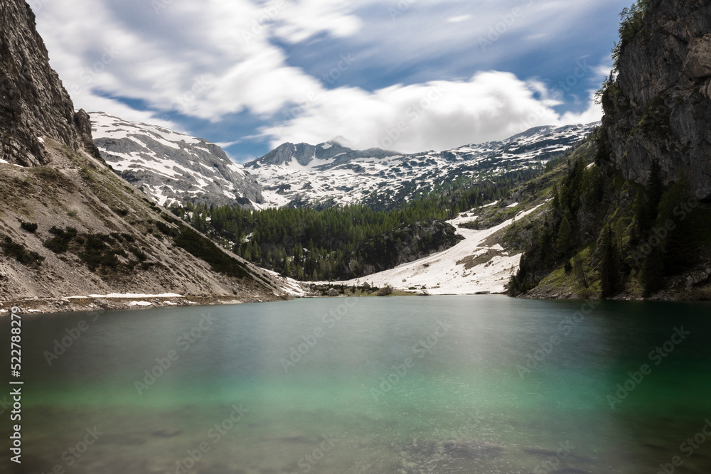 Great Alpine Lake of Krn in Julian Alps in Early Summer