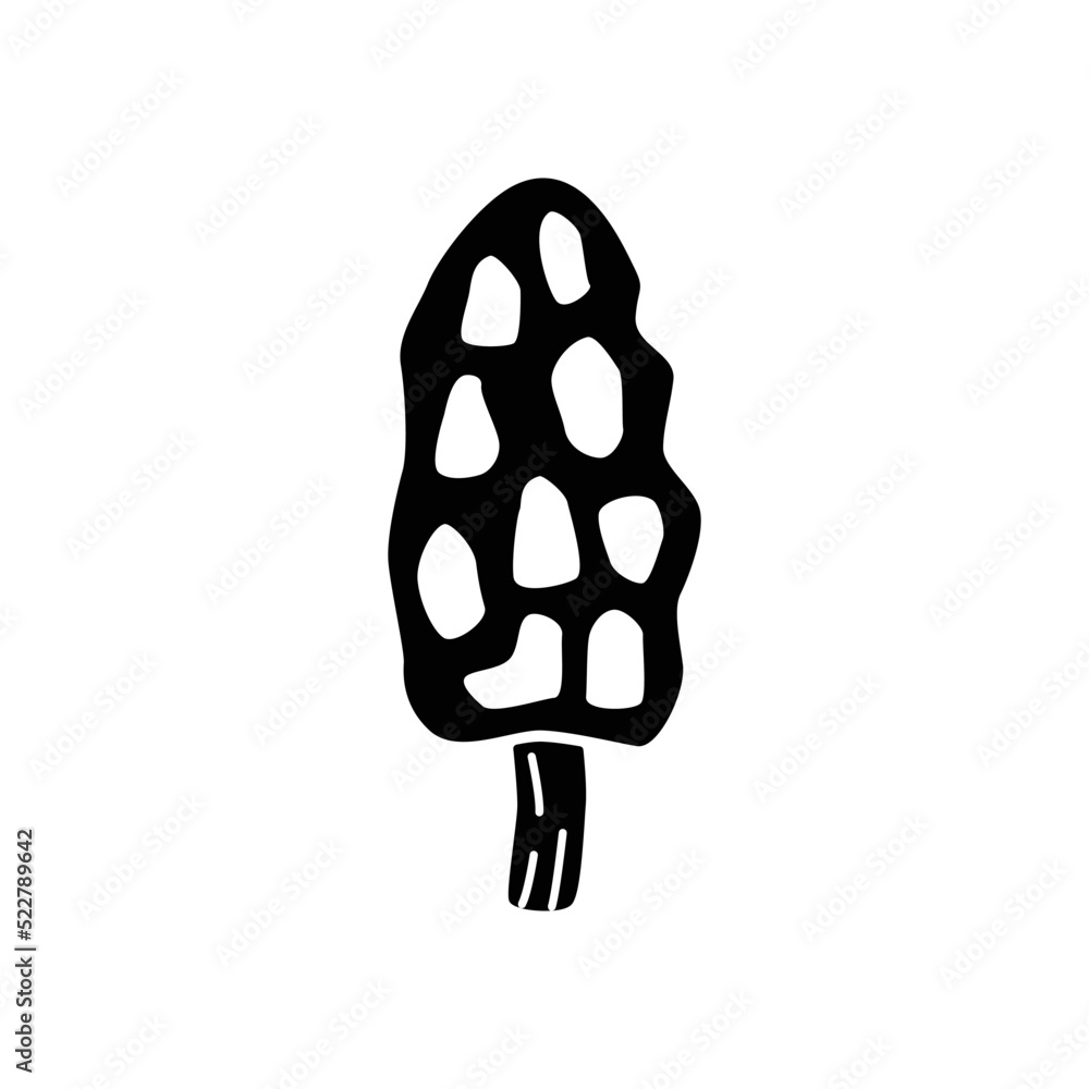 Morel icon in black flat glyph, filled style isolated on white background Morel icon in black flat glyph, filled style isolated on white background