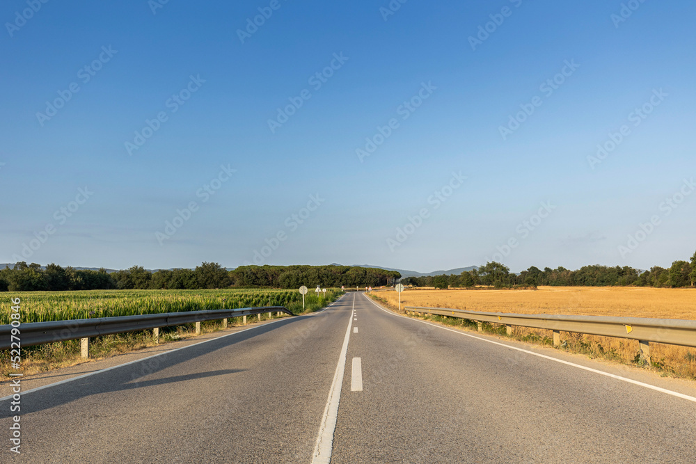 Asphalt road between agricultural fields Asphalt road between agricultural fields