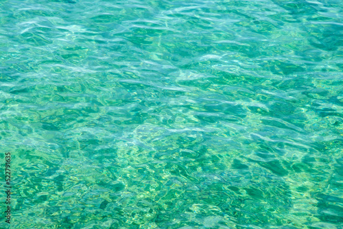 Clear calm turquoise sea waters closeup as water background