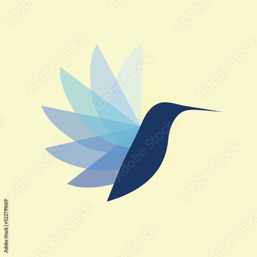 logo in the form of hummingbirds of blue shades