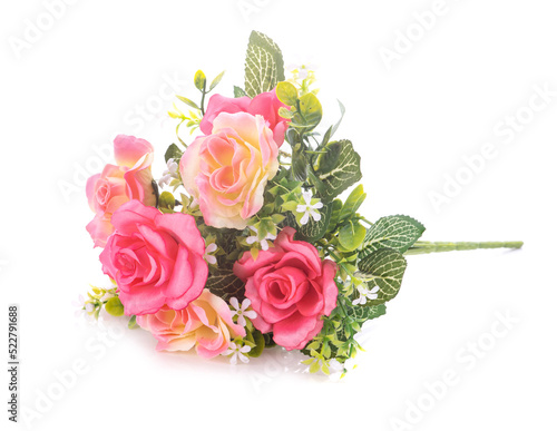 Artificial flowers rose isolated on white background