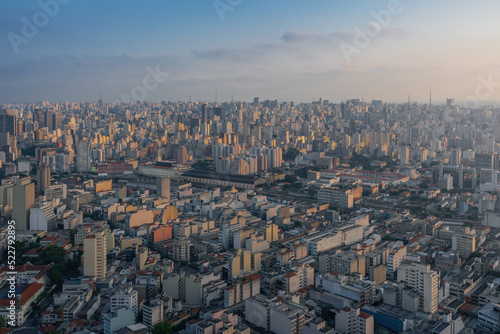 Aerial View of Sao Paulo and Julio Prestes Station - Sao Paulo, Brazil