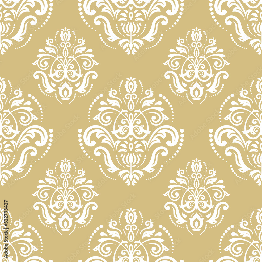 Orient classic pattern. Seamless abstract golden and white background with vintage elements. Orient background. Ornament for wallpaper and packaging Orient classic pattern. Seamless abstract golden and white background with vintage elements. Orient background. Ornament for wallpaper and packaging