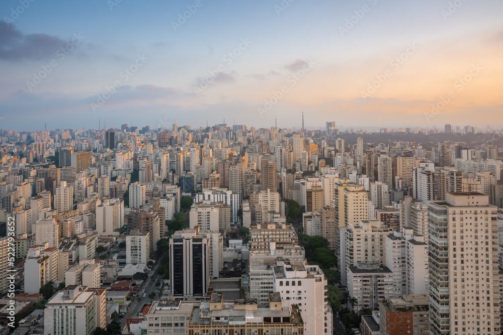 Aerial View of Santa Cecilia neighborhood - Sao Paulo, Brazil