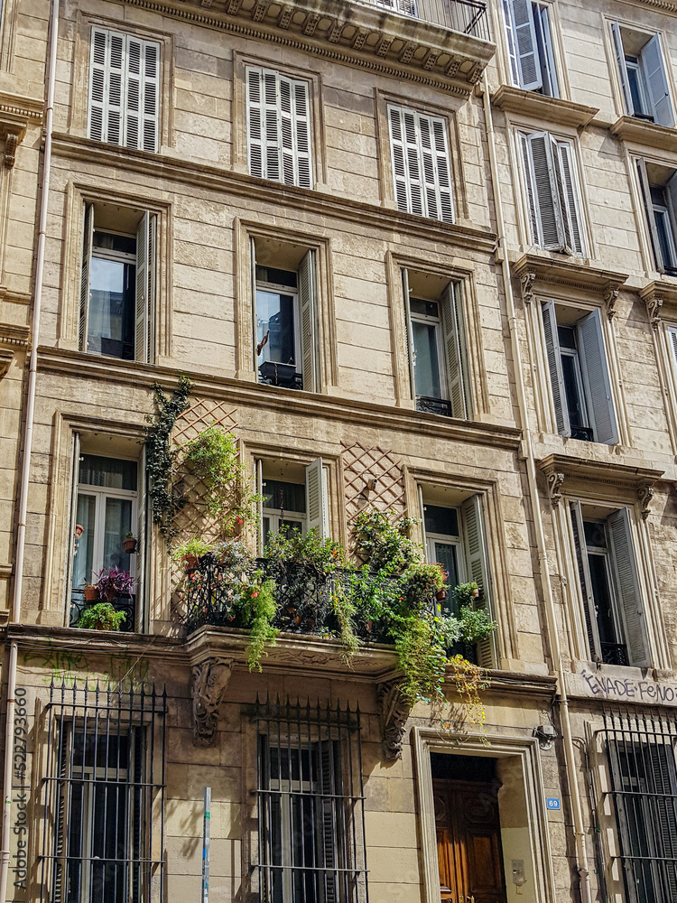 facade with plants