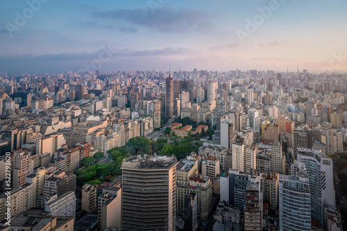 Aerial view of Sao Paulo Skyline with Italia and Copan Buildings - Sao Paulo  Brazil