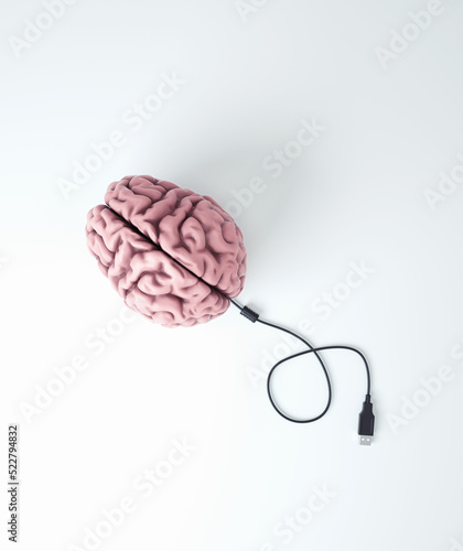 Fényképezés Human brain with unplugged usb cable