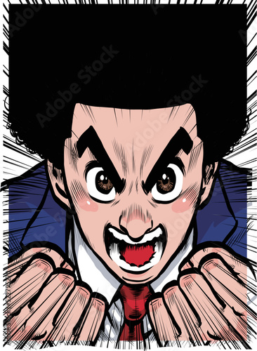 正面を向いた気合いの入ったビジネスマンのイラストカット
