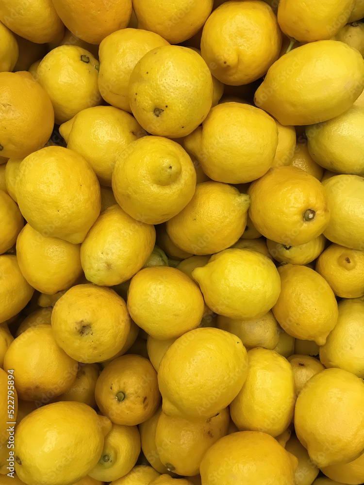 Fresh organic lemons at a grocery market