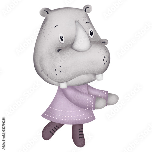 Cute rhino cartoon design character 