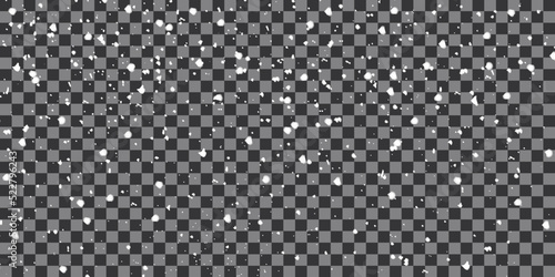 Realistic falling snowflakes. Isolated on transparent background. Vector illustration. 