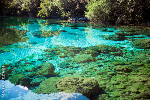 Cornino Lake near Udine Italy is a Cristal Clear Blue Colour Lake near Gemona Del Friuli and it is in a protected natural area. © Fotopogledi