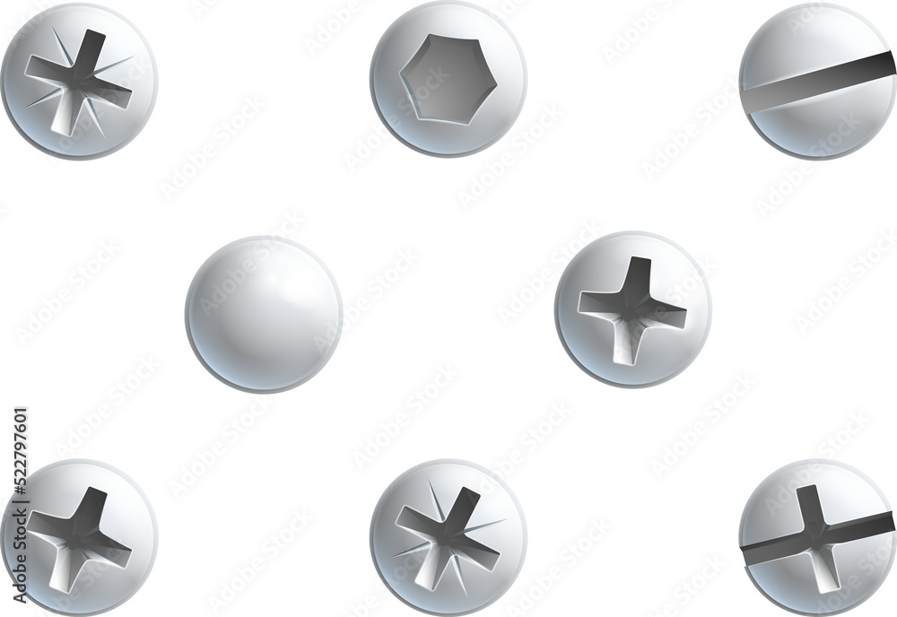 A set of screw,nuts, bolt and rivet head design elements A set of screw,nuts, bolt and rivet head design elements