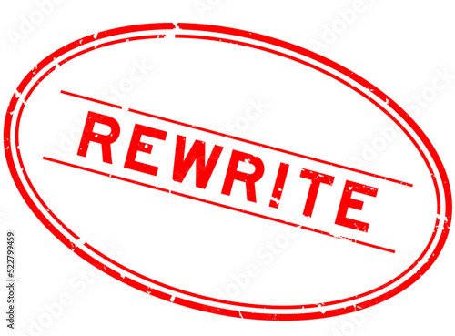 Grunge red rewrite word oval rubber seal stamp on white background