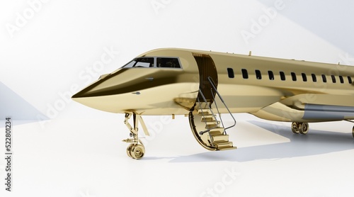 Obraz na plátně private jet with open airstairs in gold color