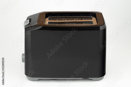 Empty black toaster isolated on white background