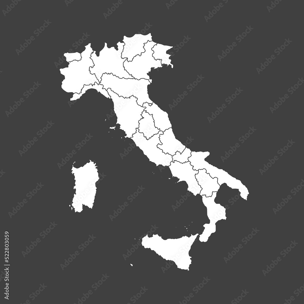 Vector map country Italy divided on regions