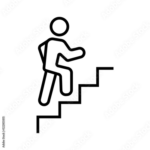 Way to success line icon. Person walking upstairs. Success concept. Vector illustration can be used for topics like leadership, career promotion, goal