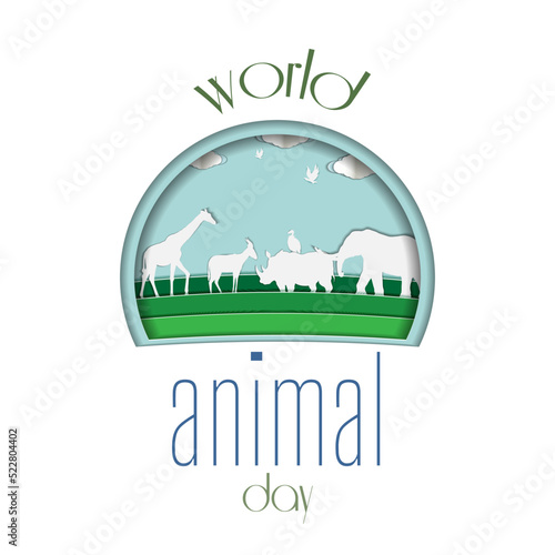 paper cut postcard . world animal day