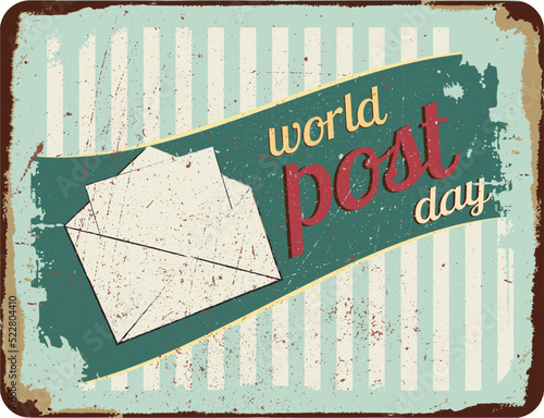 vintage retro postcard . world post day