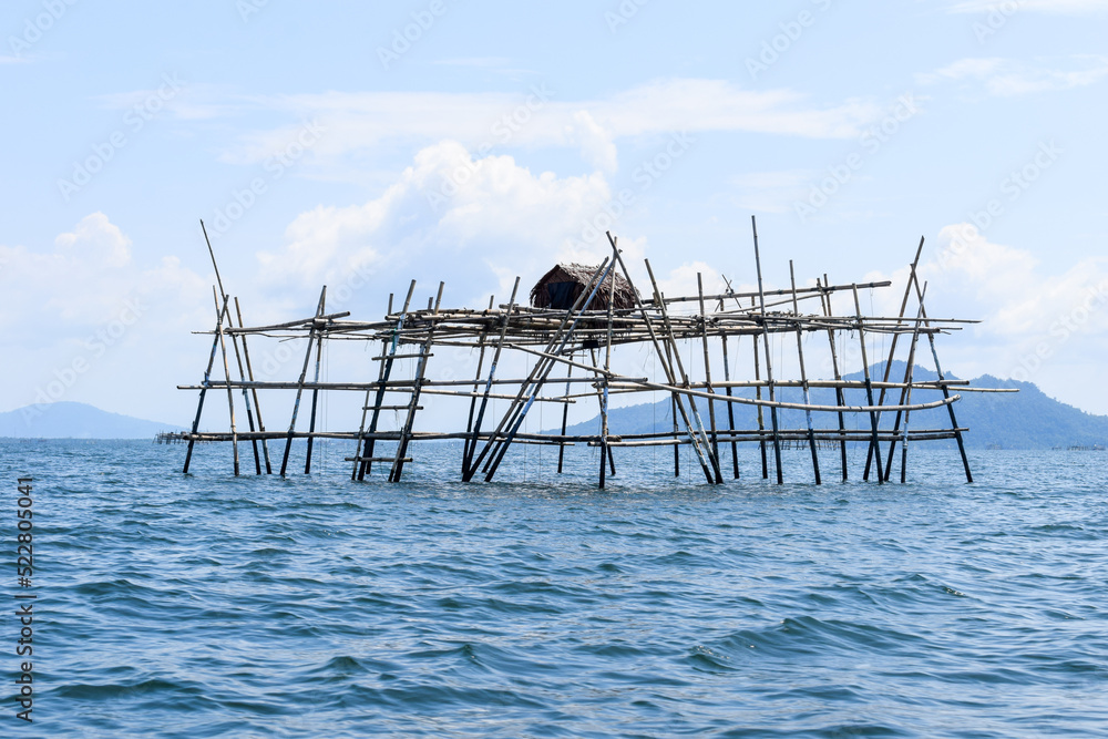 Sibolga Traditional Fishing Structure Built with Bamboo in the Sea Sibolga Traditional Fishing Structure Built with Bamboo in the Sea