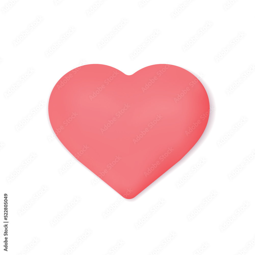 heart minimalistic 3d icon, cartoon vector illustration