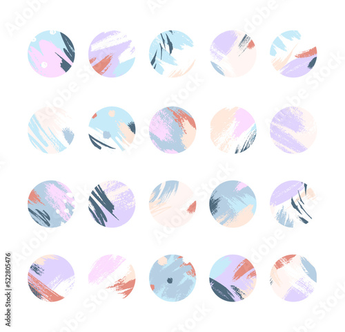 Bundle of insta highlights in soft pastel colors.Modern vector templates