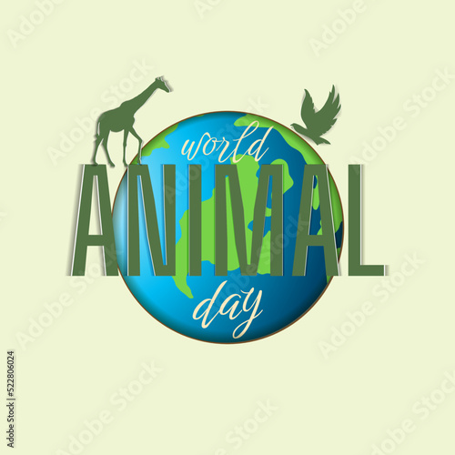 paper cut postcard . world animal day